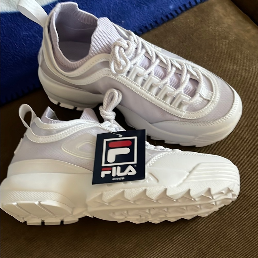 Fila Platform sneakers.  Size 7, lavender and white.